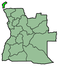 موقع مقاطعة كابيندا المنفصل جغرافيا عن باقي مقاطعات أنغولا