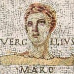 Portretul poetului Publius Vergilius Maro: mozaic roman păstrat în Landesmuseum din Trier, Germania
