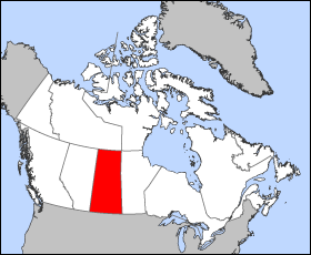 Mapa do Canadá con Saskatchewan destacado