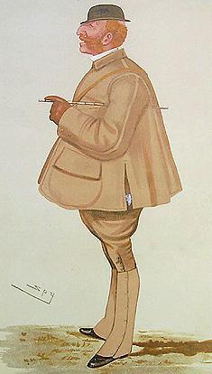 Cartoon of a ginger-haired paunchy gentleman in tweeds