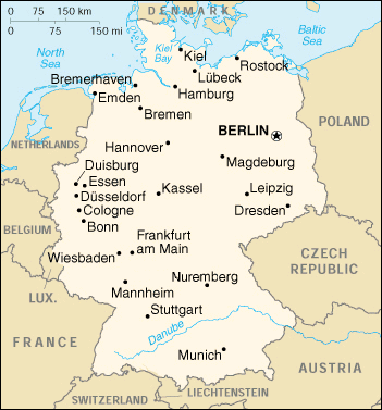 Mapa Njemačke sa gradovima
