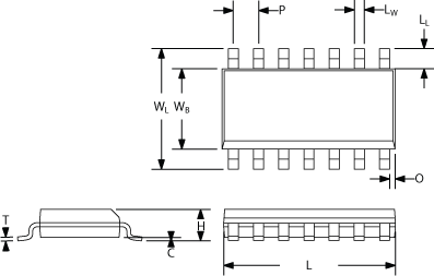 A general SOIC, with major dimensions