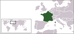 Vị trí của Đệ Nhị Cộng hòa Pháp (xanh)
