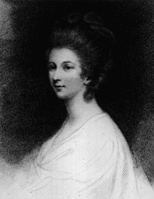 A black and white portrait of Charlotte Lennox.