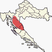 Map of Croatia with Lika highlighted