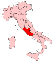 Poziția regiunii Regiunea Lazio