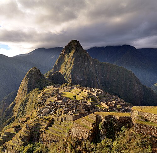 Huayna Picchu towers above the ruins of Machu Picchu