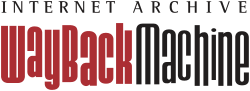 Stylized text saying: "INTERNET ARCHIVE WAYBACK MACHINE". The text is in black, except for "WAYBACK", which is in red.