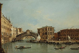 A View on the Grand Canal with the Rialto Bridge (1754), Francesco Guardi