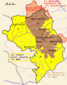 Границе историјске аутономне области Нагорно-Карабах, прокламоване границе независног Нагорно-Карабаха и територија под фактичком контролом независног Нагорно-Карабаха.