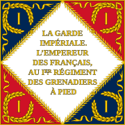 Exemple de drapeau régimentaire en vigueur entre 1804 et 1812. Ici, la Garde Impériale.