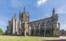 Photograph of the façade of Hereford Cathedral