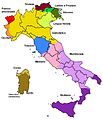 Illustrazione dei principali gruppi linguistici in Italia.
