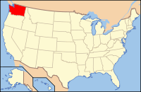 ワシントン州の位置を示したアメリカ合衆国の地図