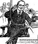 Marguerite Martyn sketch of Finley Johnson Shepard at his desk being congratulated on his engagement to Helen Gould, 1917.jpg