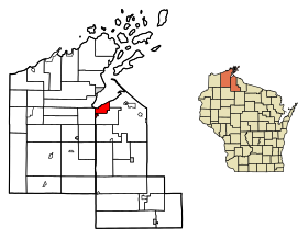 Bayfield County Wisconsin Incorporated and Unincorporated areas Ashland Highlighted.svg
