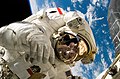 16. S'astronàuta Piers Sellers passillendi in s'ispàtziu dae sa STS-121 (in palas sa Terra).