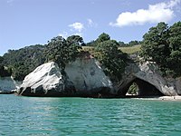 View towards Cathedral Cove from the sea
