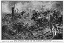 A black-and-white sketch of a savage battle scene, where the two sides are fighting hand-to-hand and with bayonets