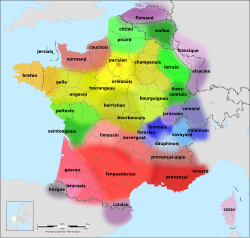 Carte des langues régionales de France métropolitaine et des régions limitrophes