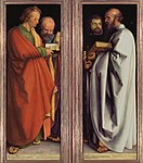 『四人の使徒』 アルブレヒト・デューラー 1523-1526 板、油彩 215 × 76 cm アルテ・ピナコテーク