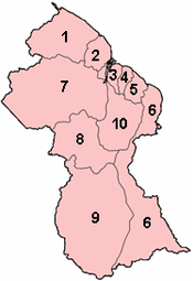 Guyana regions numbered (GINA).png