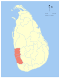 Map indicating the extent of Western Province within Sri Lanka