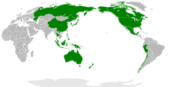 綠色為亞太經合組織現時之21個成員