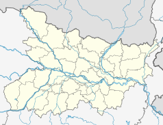 Mapa konturowa Biharu, blisko centrum na dole znajduje się punkt z opisem „Begusarai”