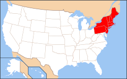 The Northeastern United States comprises the New England states of Connecticut, Maine, Massachusetts, New Hampshire, Rhode Island, and Vermont; and the Mid-Atlantic states of New Jersey, New York, and Pennsylvania.
