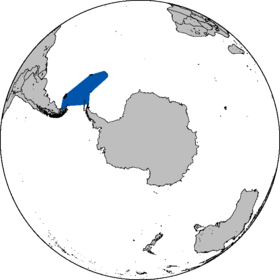 Территория моря Скоша на карте Южного полушария.