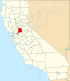 Harta statului California indicând comitatul Sacramento