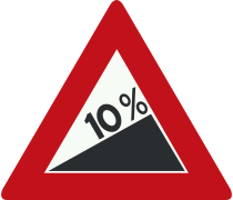 10% slope warning sign, Netherlands
