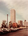 The tower before the construction of the Milwaukee Art Museum and before the addition of branded signs to the top.