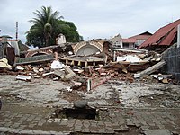 The 2009 Sumatra earthquake caused destruction, fires and liquefaction in the city of Padang.