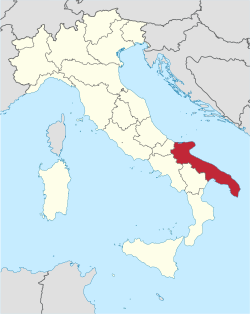 Puglia régió elhelyezkedése