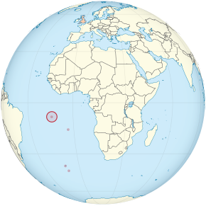Location of Ascension Island in the southern Atlantic Ocean