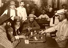 Men in an Arizona saloon in 1895 playing a game of faro