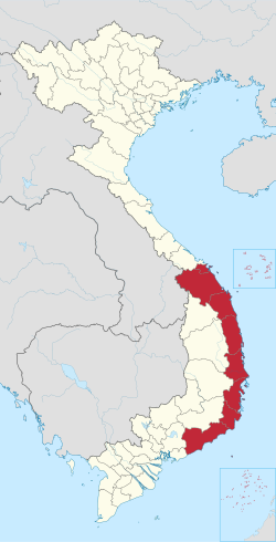 Location of the South Central Region in Vietnam