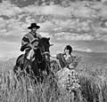 A Chilean huaso man wearing a chupalla and manta, or chamanto (1940)