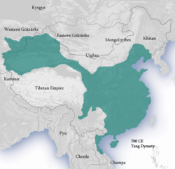 Lãnh thổ Trung Quốc dưới thời nhà Võ Chu, khoảng 700 SCN