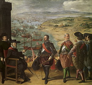 Gemälde von 1634, das die englische Expedition in Cádiz 1625 zeigt