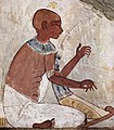 Blind harper in Tomb of Nakht, TT52, 1422-1411 BCE. Ladel-shaped