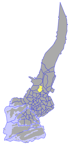 Kaupungin kartta, jossa Kärsämäki korostettuna. Turun kaupunginosat