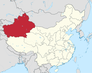 Сіньцзян-Уйгурський автономний район на мапі Китаю