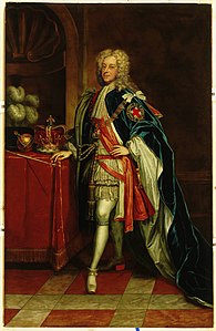 After Sir Godfrey Kneller, George II, King of England (1683-1760), ca. 1727–32, the monarch who issued the letters patent establishing the College of New Jersey, now Princeton University[38]