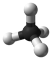 Алканът метан (CH4) е образуван въглероден атом, свързан с 4 водородни атома