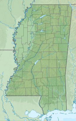 Location of Grenada Lake in Mississippi, USA.