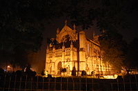 The Gothic Revival style All Saints Cathedral, Allahabad illuminated at night.[163]