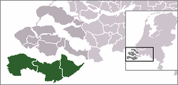 Location of Zeelandic Flanders in Zeeland, Netherlands